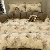 Pink Black Floral Bedding Set - Duvet Cover, Pillowcase, Sheet Set - Himpall